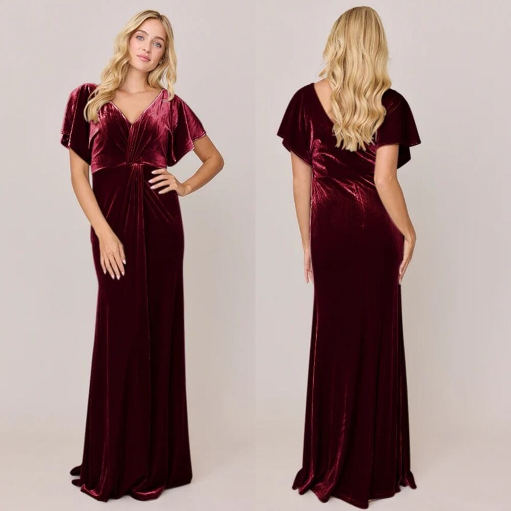 Revelry Gwen Burgundy Red Velvet Maxi Dress